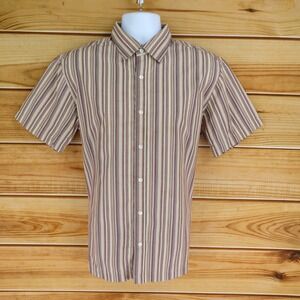 Brandini Short Sleeve Button Up Shirt Mens Size L Multicolor Striped 100% Cotton